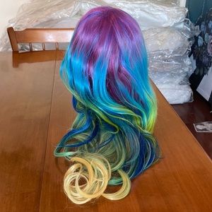 Mermaid multi color wig purple blue pink green yellow Cosplay dancer costumer